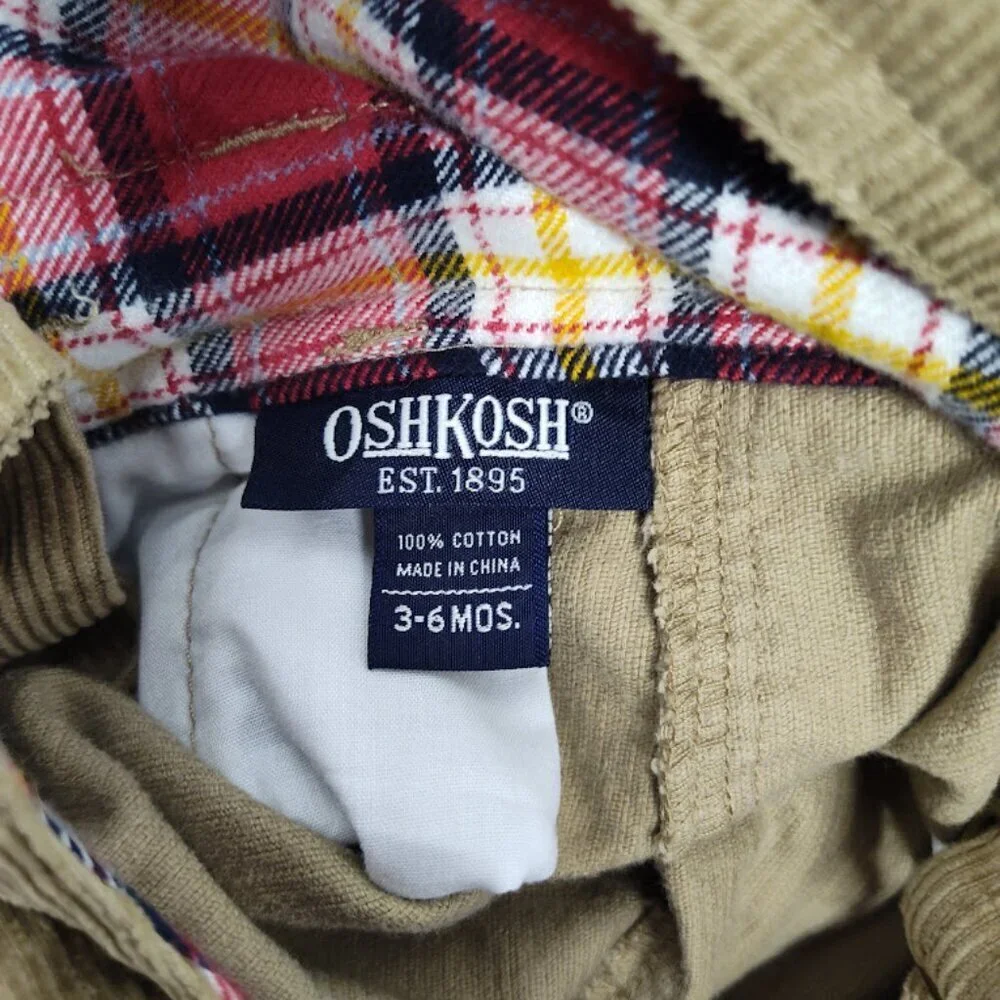 Vintage OshKosh Y2K Corduroy Baby Coverall 3-6 Month Brown NWT